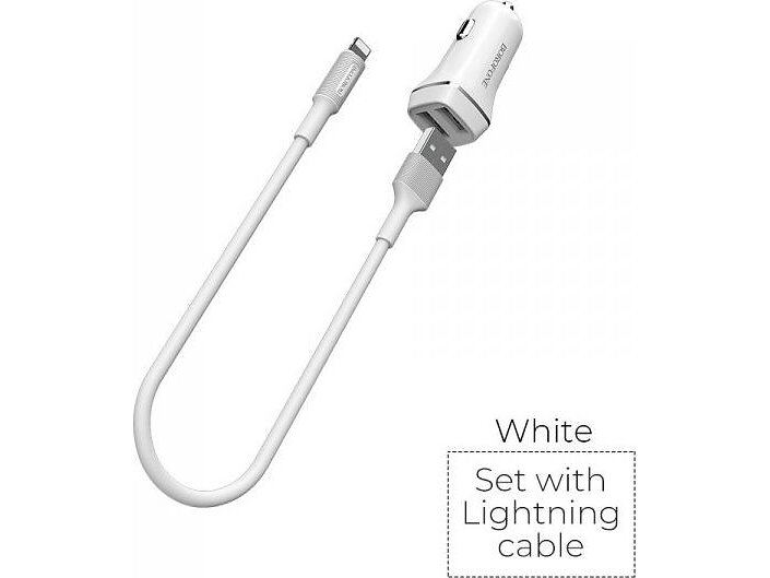 Borofone BZ2-L Biladdare 2X USB med Lightning-kabel 12W