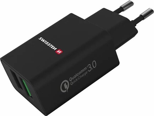 Swissten Reseladdare 22060200ECO 2x USB QC 3.0 Väggladdare 23W