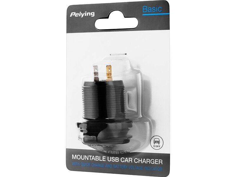 Peiying PY-CHR0004 Monterbar USB Billaddare med Snabbladdning och Batterispänningsindikator