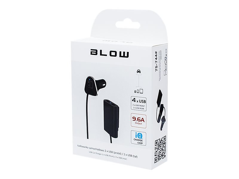 Blow 75-744# Billaddare 4 USB-portar 9.6A