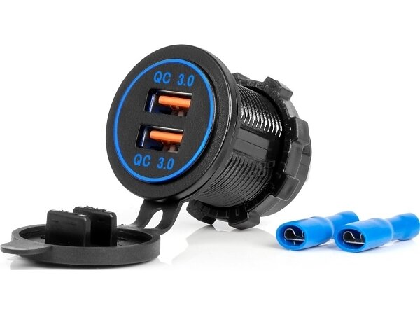 AMiO Billaddare med Dubbel USB QC3.0 12V 24V