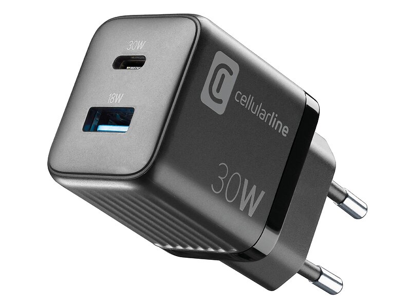 Cellularline Multipower Micro ACHUSBGAN2PD30WK Ultrakompakt Väggladdare PD SFC 30W
