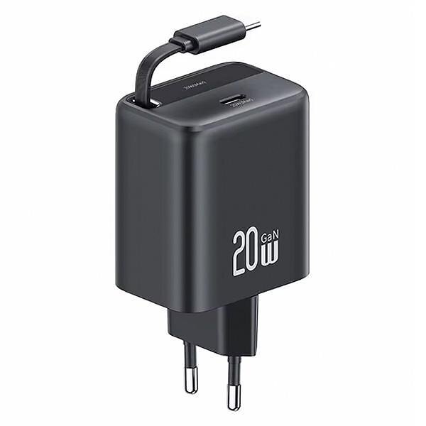 Usams CC233TC01 1xUSB-C Infällbar Kabel PD+QC GaN Snabbladdning Väggladdare 20W