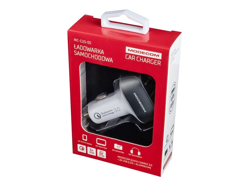Modecom MC-CU3-05 Billaddare QC 3.0 med 3 USB Typ-A-portar