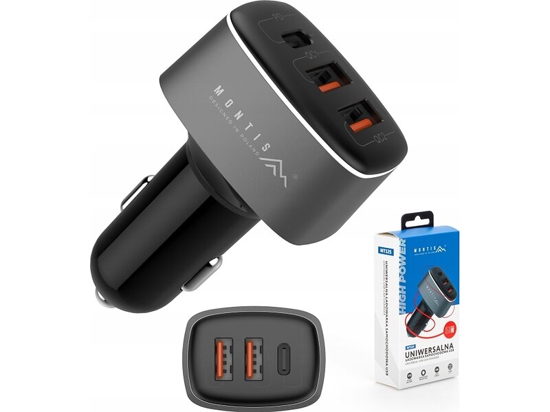 Montis MT125 Billaddare 2x USB Typ A + USB Typ C 56W