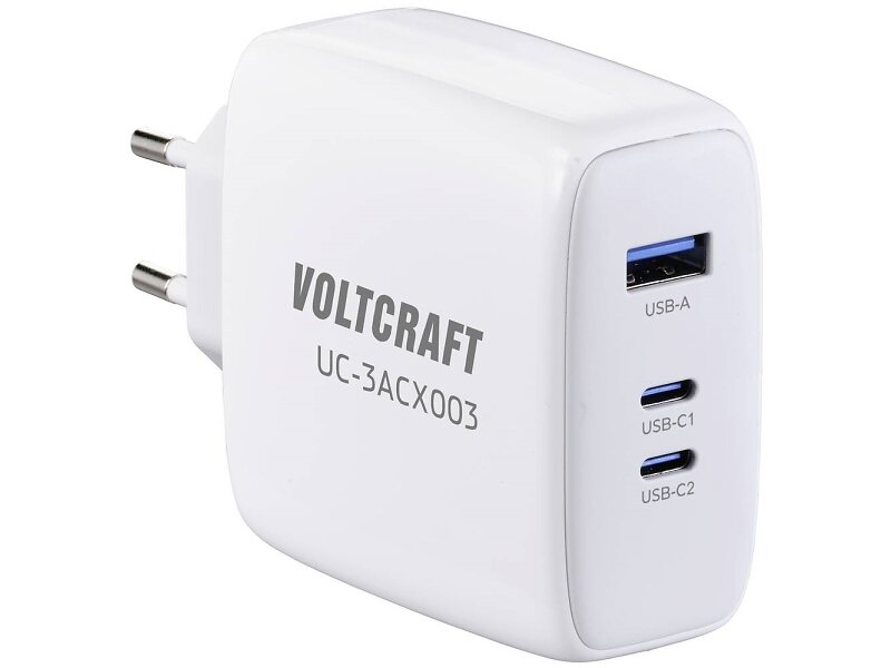 Voltcraft VC-13079915 GaN Inomhusladdare 3 x USB-C, USB-A USB Power Delivery 5A 65W
