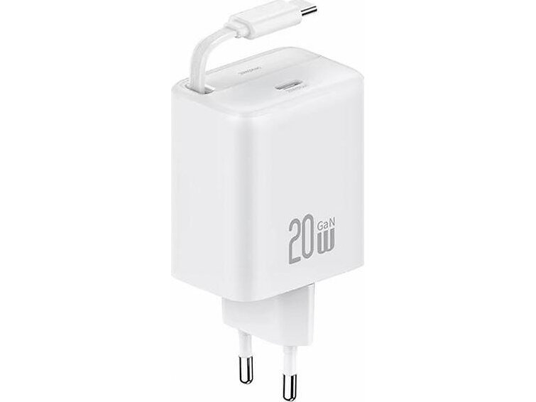 Usams YC-Series CC233TC02 1xUSB-C med Infällbar Kabel PD+QC GaN Snabbladdning Väggladdare 20W