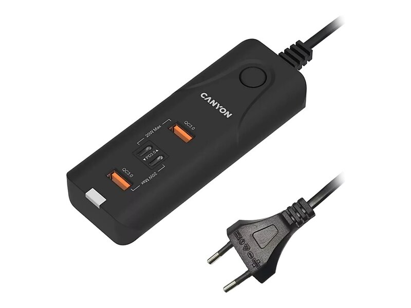 Canyon H-10 CNE-CHA10B Strömadapter 4 Utgångsportar (2 x USB, 2 x USB-C) 18W