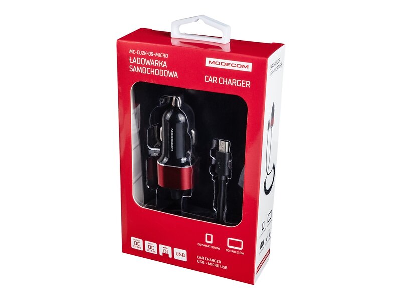 Modecom MC-CU2K-09-MICRO Billaddare med Micro-USB Typ B-kabel 4.8W