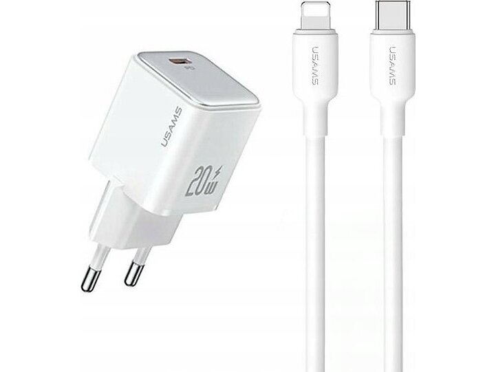 Usams US-CC183 Väggladdare med USB-C till Lightning-kabel PD 3.0 20W