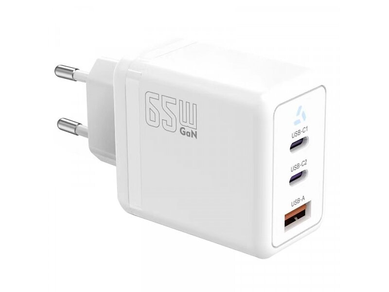 TB AZTBXUL3USB65WW GaN Väggladdare med 2 USB-C och USB-A Power Delivery 65W