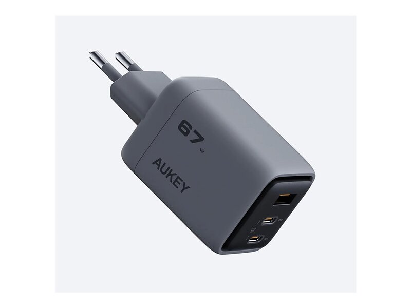 Aukey Comet 3-i-1 GaN Väggladdare med 2 USB-C och 1 USB-A-port 67W