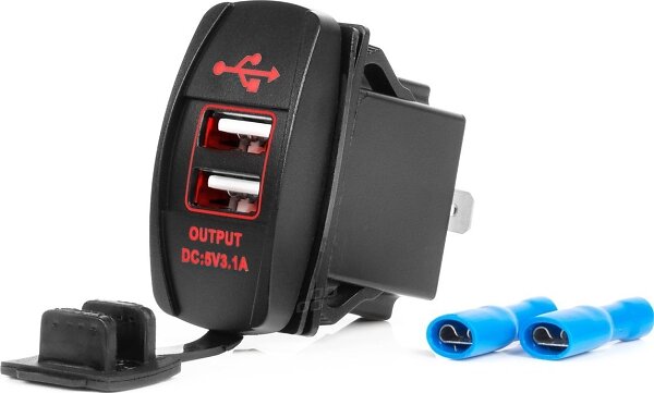 AMiO -04228 Billaddare med Dubbel USB 12V 24V Vattentät 30W
