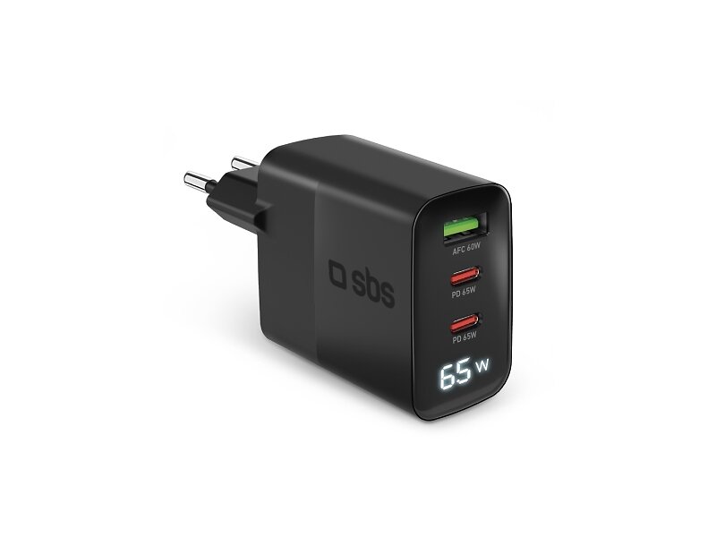 SBS TETRGANLCD1USB2C65K Dubbel USB-C Väggladdare 65W
