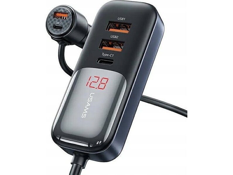 Usams C40 6958444908397 3xUSB+2xUSB-C PD+QC Snabb Ladda Biladdare 165W