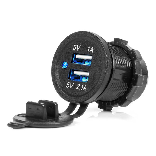 AMiO -04216 Vattentät Dubbel USB Billaddare