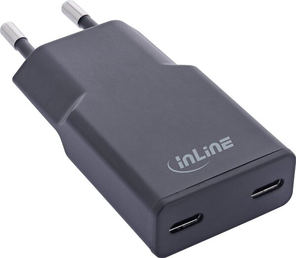 InLine Dual USB-C PD PPS Väggladdare 30W