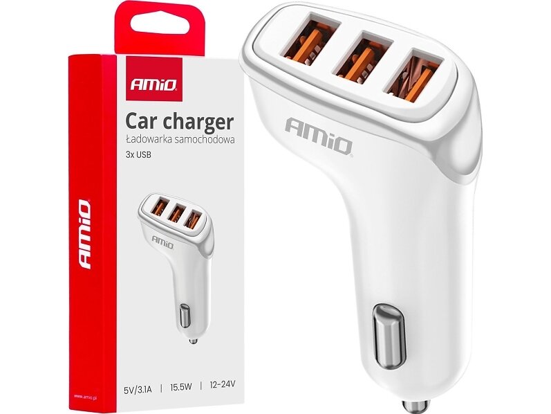 AMiO -03885 Billaddare 3x USB 15.5W