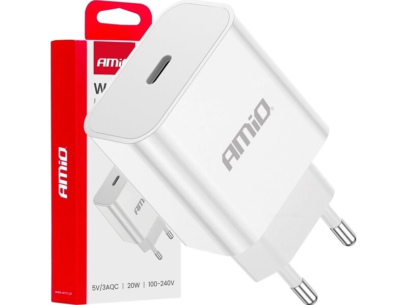 AMiO -03891 Väggladdare med USB-C 20W
