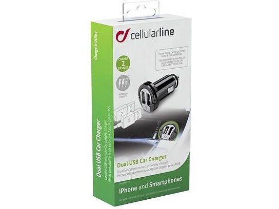 Cellularline CMICROCBRUSBDUAL2A Dubbel USB Billaddare 2A