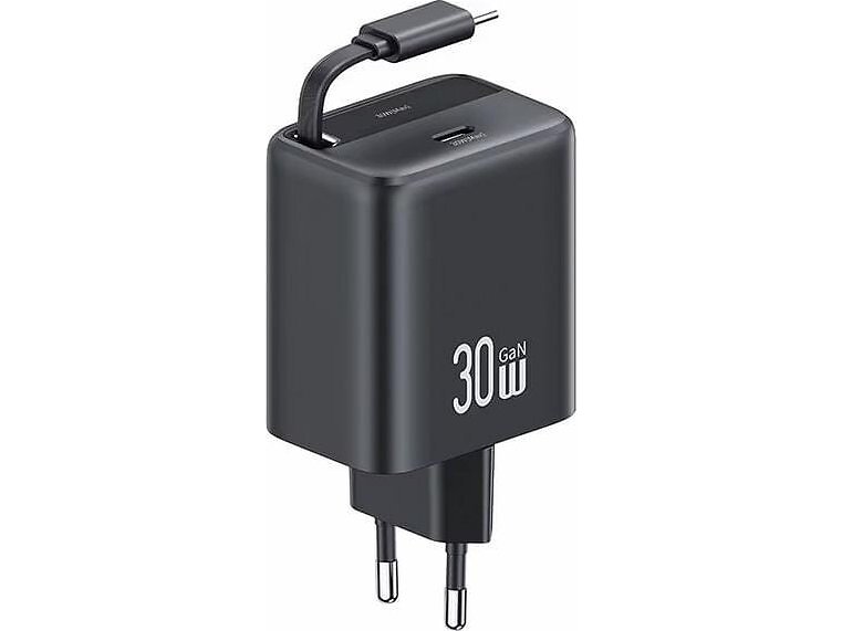 Usams Yc Series CC241TC01 Väggladdare med Infällbar USB-C-kabel PD+QC GaN 30W