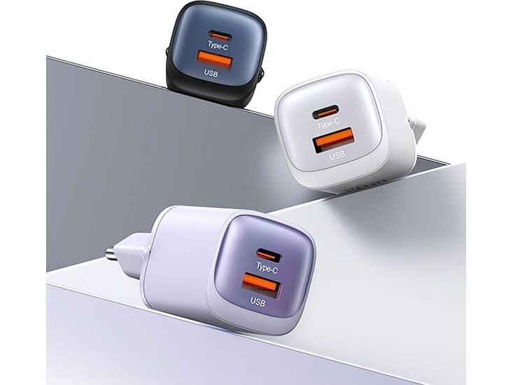 Usams CC254TC01 30W GaN USB-C/USB-A Snabbladdning HC-Serien Väggladdare 30W