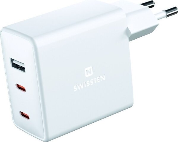 Swissten Gun Dubbel USB-C + USB Väggladdare 70W
