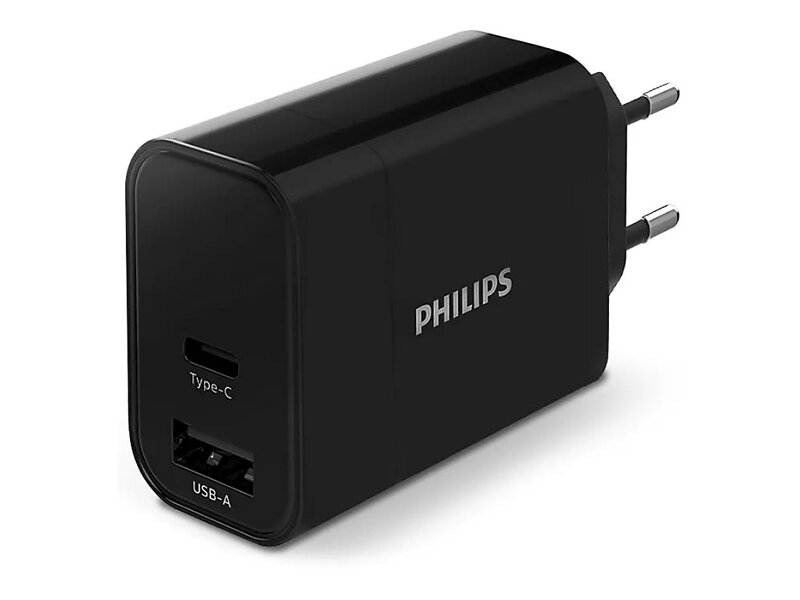 Philips Fast-Charge USB-A+C Väggladdare 30W