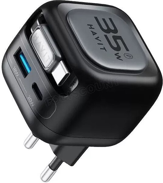 Havit UC253 Väggladdare 1x USB-A + 1x USB-C med USB-C-kabel 35W
