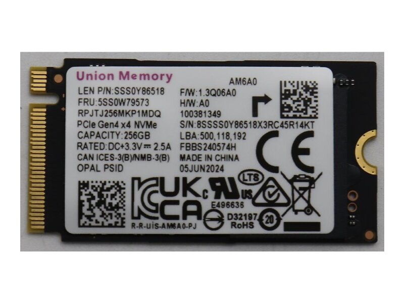 Krypterat Lenovo Union Memory M.2 2242 PCIe 4.0 NVMe 256GB