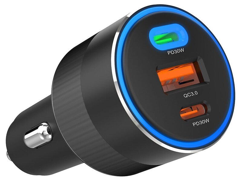Clas Ohlson 3-i-1 Billaddare USB-C USB-A 78W