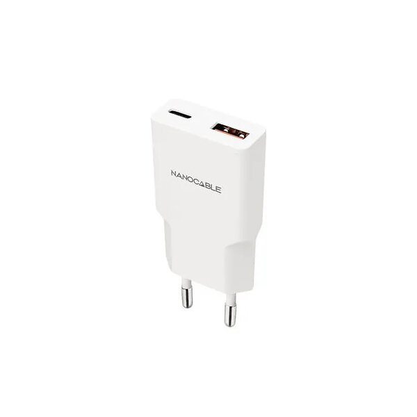 NanoCable 10.10.2025 Väggladdare 1x USB-C + 1x USB-A 25W