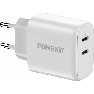 FoneKit GaN PD 65W USB-C + USB-C Väggladdare