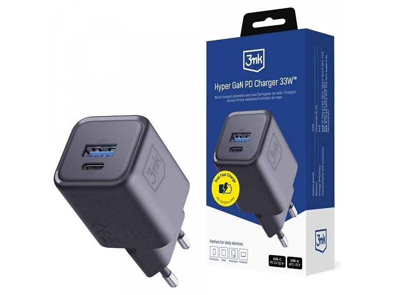 3mk Hyper Charger 5903108684316 GaN Qc4+ Väggladdare 33W
