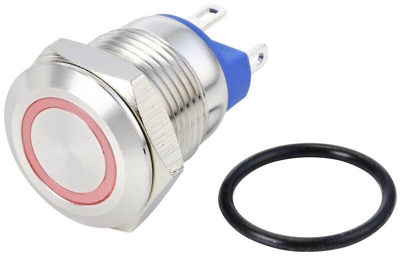 TRU COMPONENTS Vandal-skyddad Tryckknapp Ip67 Röd Tc-10090896