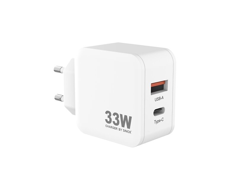Sinox Pro SXP6033 USB-A+USB-C PD Laddare 33W