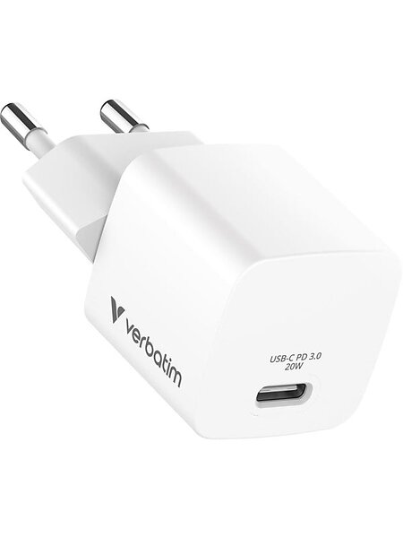 Verbatim Mini GaN Charger med USB-C Kabel 20W