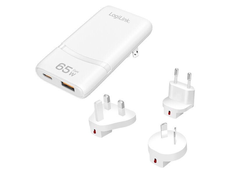 LogiLink Dual-Usb PA0376 GaN Väggladdare med USB-C och USB-A 65W