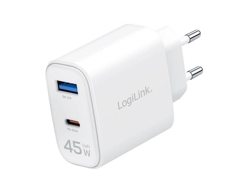 LogiLink PA0410 GaN Laddare USB-C/USB 45W