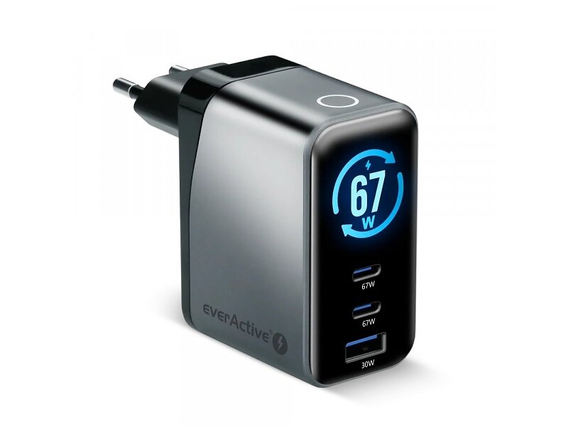 Everactive Sc-670Q GaN Nätladdare 1X USB 2X USB-C PD QC4+ 67W
