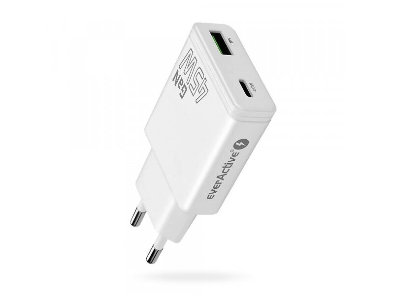Everactive SC-460Q GaN 1X USB, 1X USB-C PD QC3.0 Väggladdare 45W
