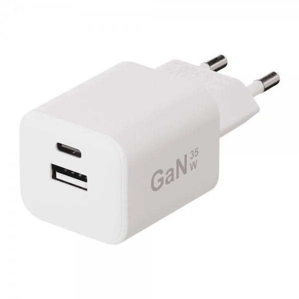 X2O GaN Dubbel USB-C/USB-A Väggladdare med 1.2m Kabel 35W