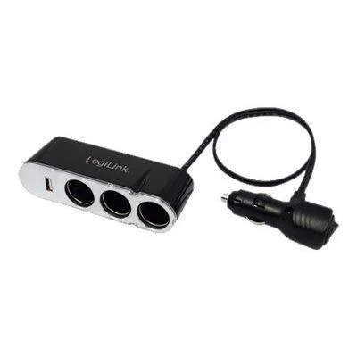 LogiLink PA0038 Bil Laddare Splitter med USB Port AC Cigaretändare Inomhus Utomhus