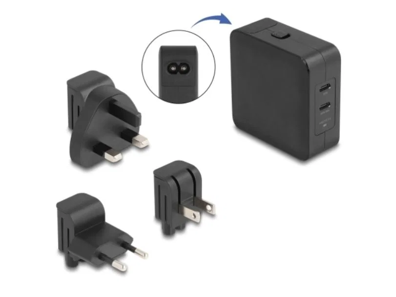 DeLock 41443 GaN Laddare 2x USB Type-C PD 3.0 65W