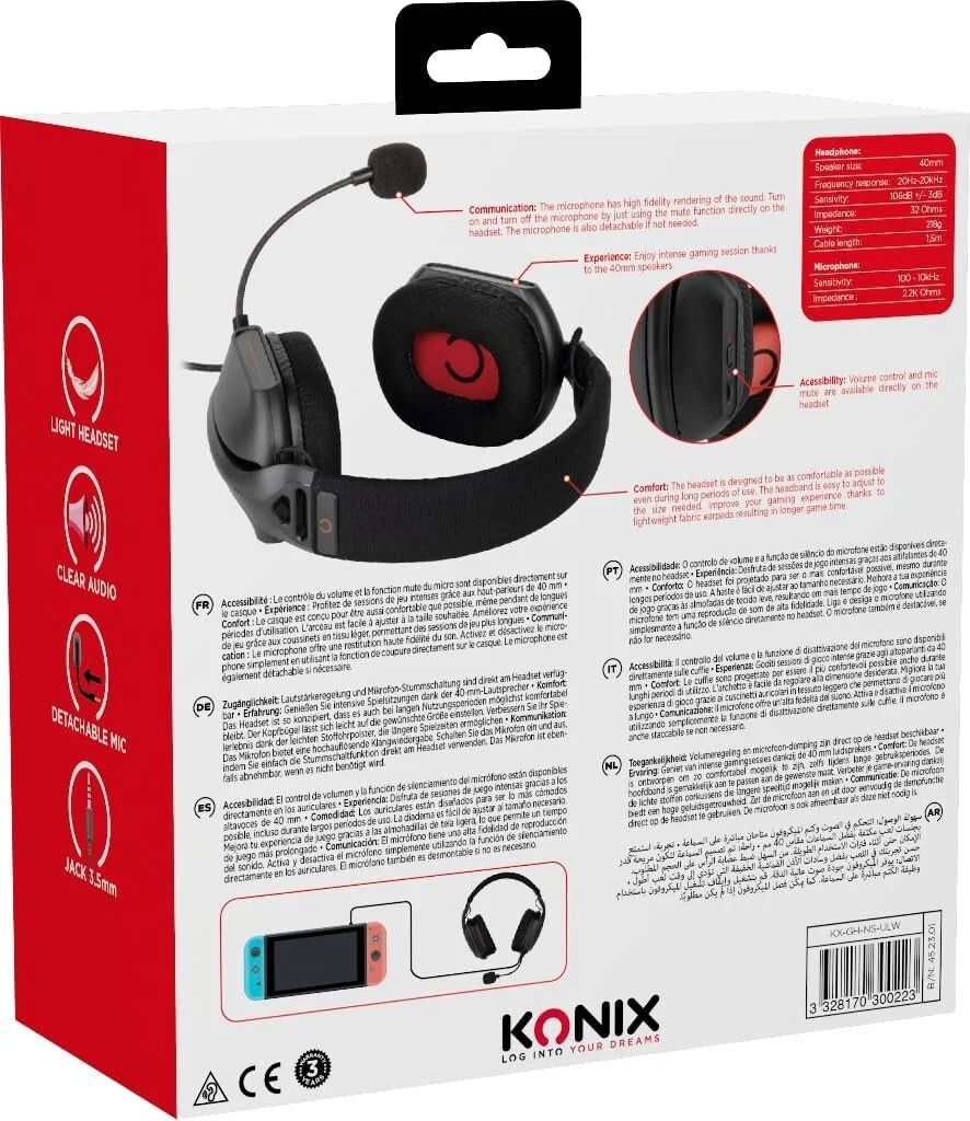 Konix Skylite Headset med sladd Gaming Headset