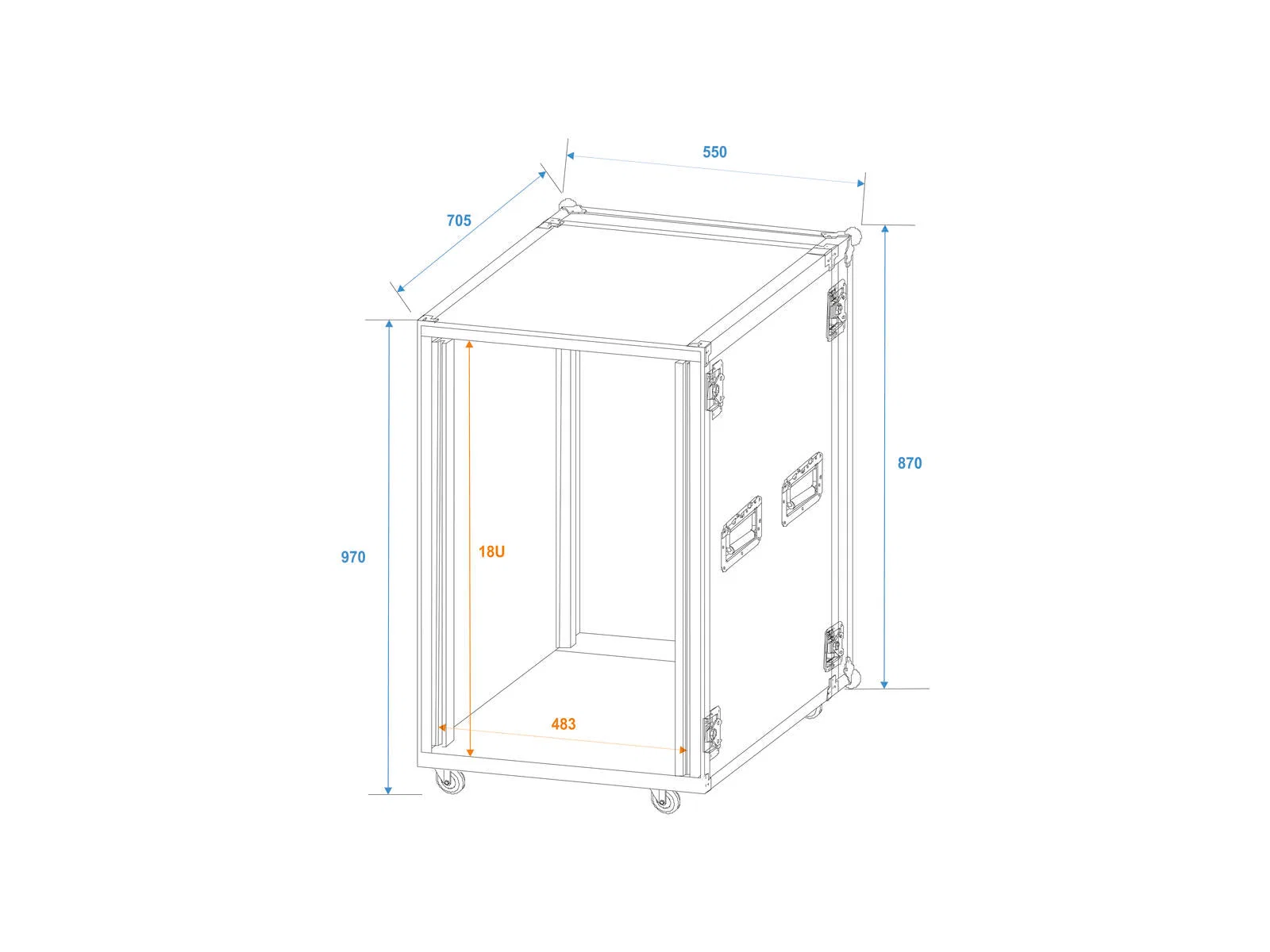 Roadinger 18U 57cm x 57cm med hjul