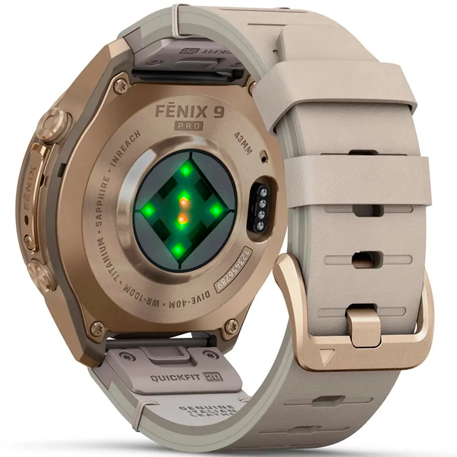 Garmin fenix 9 Pro inReach 43mm med läderarmband