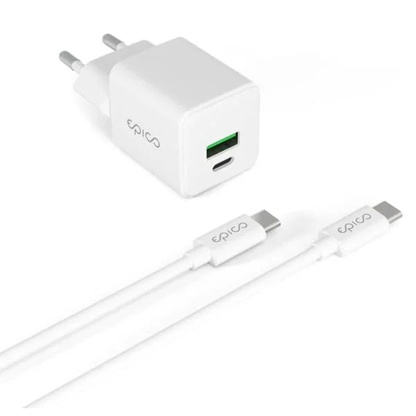 Epico UltraBoost GaN 9915101100197 Dubbel USB-C/USB-A Väggladdare 20W
