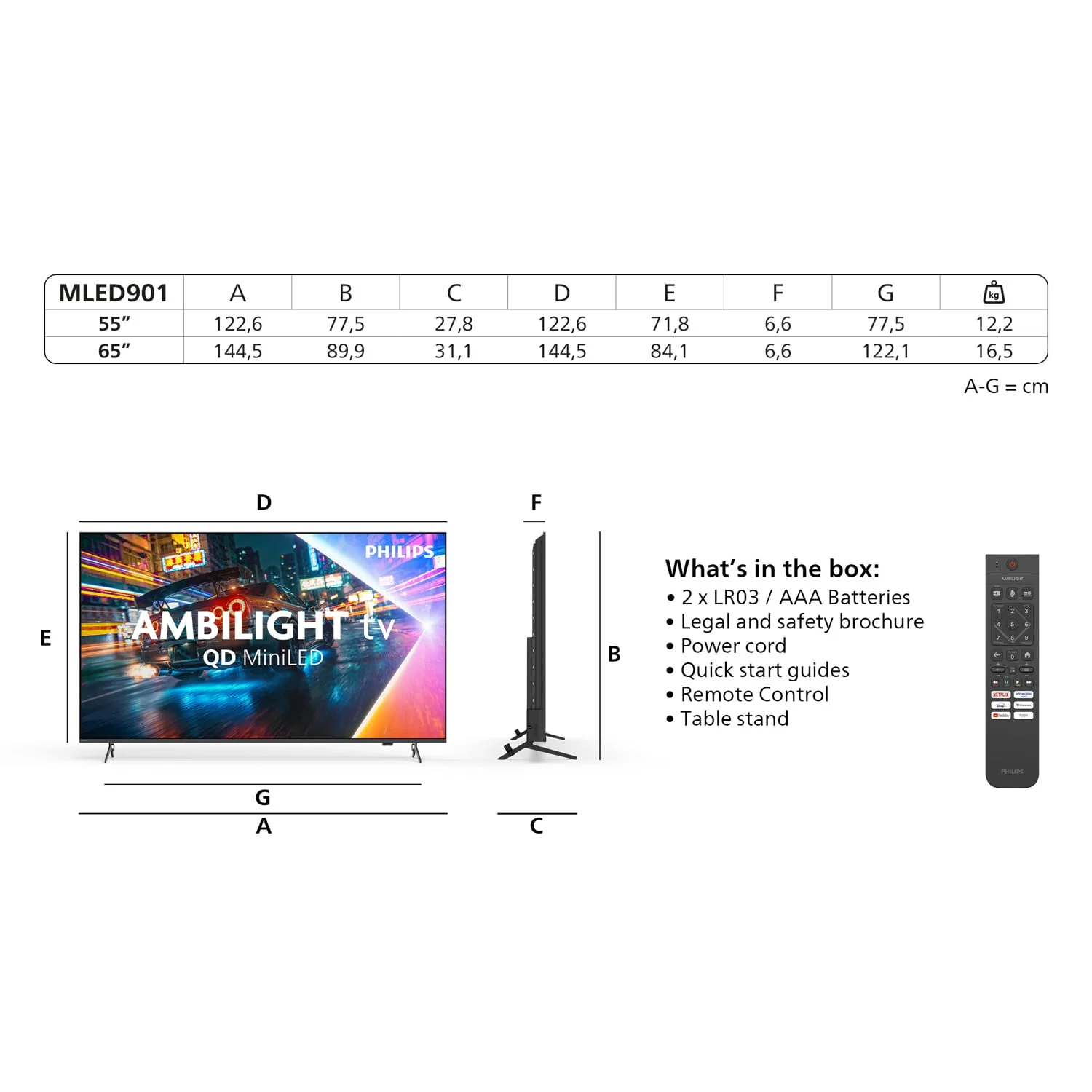 Philips 55MLED901 55" 4K Ultra HD QD MiniLED Ambilight Smart TV (2026)
