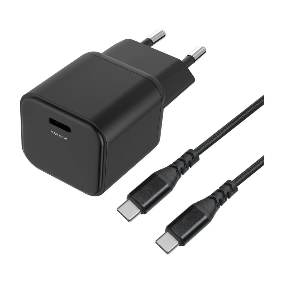 Dacota Platinum DPGK65WCC2MBK GaN Väggladdare Set med USB-C 2 m kabel 65W